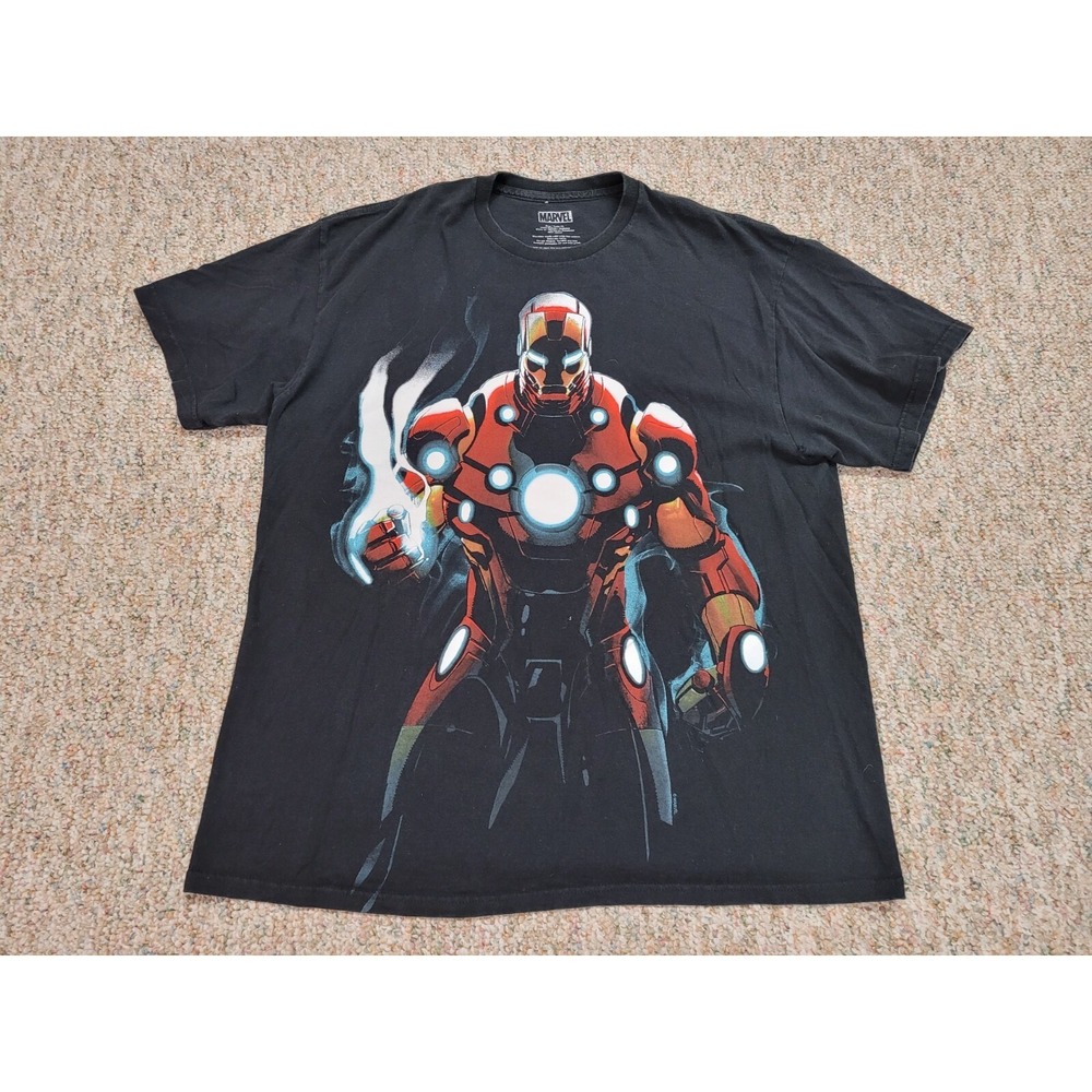 Marvel Iron Man Shirt Mens XL Black Graphic Avengers Tony Stark MCU Comic Tee